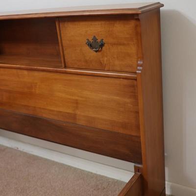 Solid Maple Double Bed Frame Bookcase Headboard
