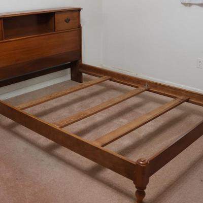 Solid Maple Double Bed Frame Bookcase Headboard
