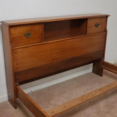 Solid Maple Double Bed Frame Bookcase Headboard
