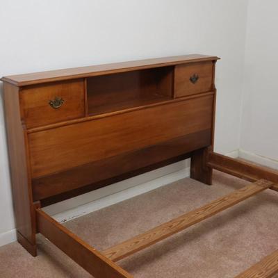 Solid Maple Double Bed Frame Bookcase Headboard