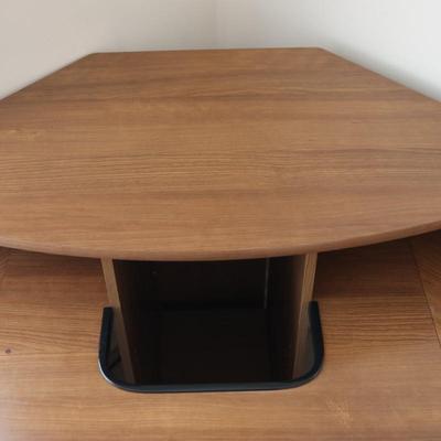 Corner Desk with Monitor Platform, Keyboard Shelf