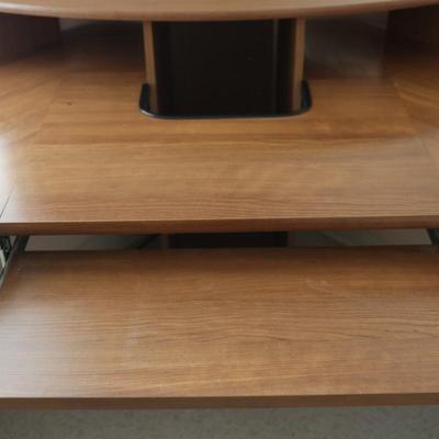 Corner Desk with Monitor Platform, Keyboard Shelf