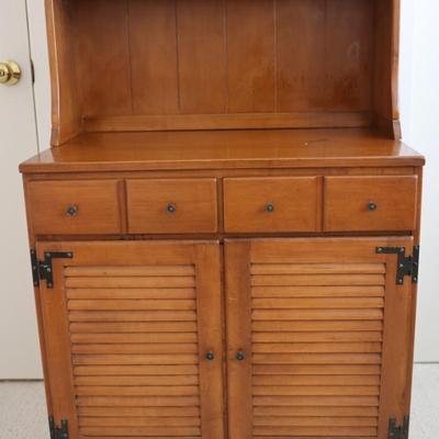 Thomasville Maple Shutter Cabinet W/ Bookcase Early American Vintage