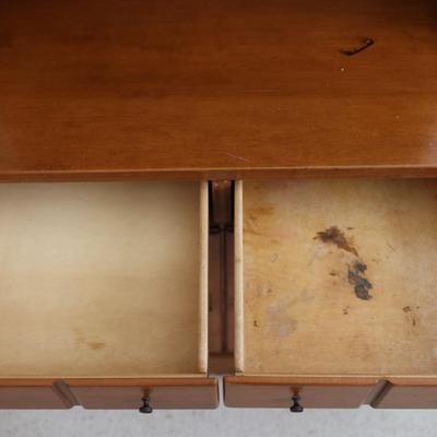 Thomasville Maple Shutter Cabinet W/ Bookcase Early American Vintage