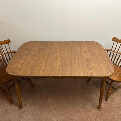 Ethan Allen Maple Dining Set with Six Chairs and One Leaf