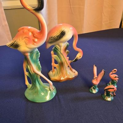 Group of 5 Vintage Flamingos