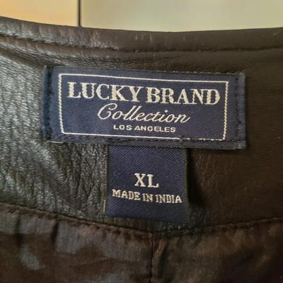 Lucky Brand Black Leather Jacket (Size XL) (GB1-KD)