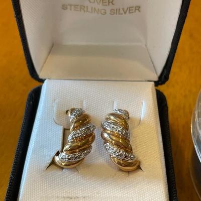 2 pairs earrings sterling and 14k over sterling