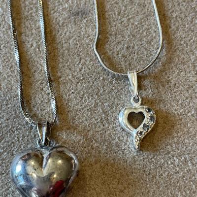 3 sterling heart pendants