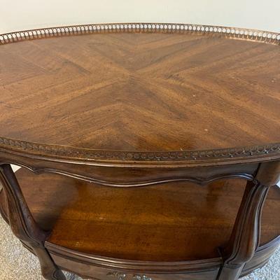 Vintage 60's White of Mebane French Provincial Serving Table w Brass Gallery