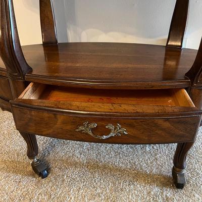 Vintage 60's White of Mebane French Provincial Serving Table w Brass Gallery