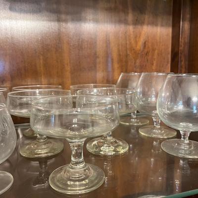 Big Lot Vintage Etched Glass, Crystal, Barware Glasses Decanter