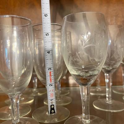 Big Lot Vintage Etched Glass, Crystal, Barware Glasses Decanter