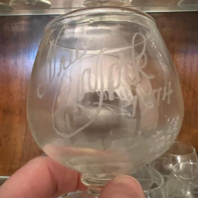 Big Lot Vintage Etched Glass, Crystal, Barware Glasses Decanter