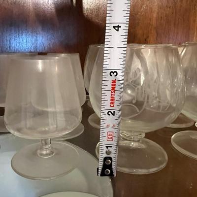 Big Lot Vintage Etched Glass, Crystal, Barware Glasses Decanter