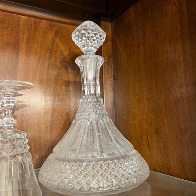 Big Lot Vintage Etched Glass, Crystal, Barware Glasses Decanter