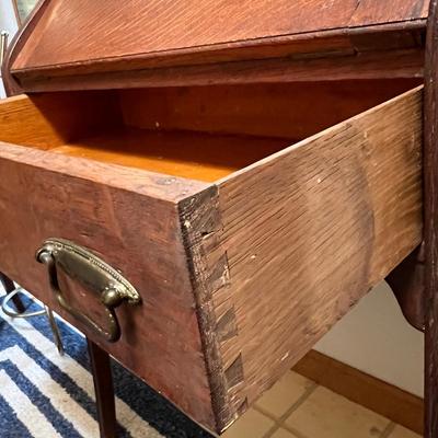 Antique Drop Slant Front Petite Secretary Desk - Ornate Lionshead Carving