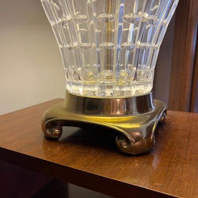 Large Heavy Cut Crystal Ginger Jar Style Lamp Brass Base