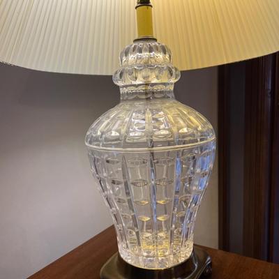 Large Heavy Cut Crystal Ginger Jar Style Lamp Brass Base