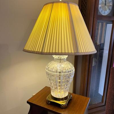 Large Heavy Cut Crystal Ginger Jar Style Lamp Brass Base