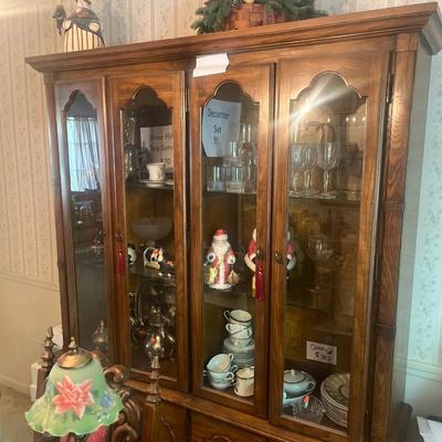 Antique Dining Table Set with Six Carved Chairs