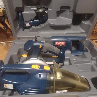 Assortment of Ryobi 18 Volt Power Hand Tools with Case (No Battery or Chargers)