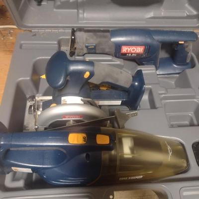 Assortment of Ryobi 18 Volt Power Hand Tools with Case (No Battery or Chargers)