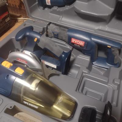 Assortment of Ryobi 18 Volt Power Hand Tools with Case (No Battery or Chargers)
