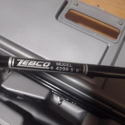 Zebco Travel Fishing Pole Model 4299 Breakdown 5'-6" with Zebco 33 Closed Faced Reel with Hardcase Tote