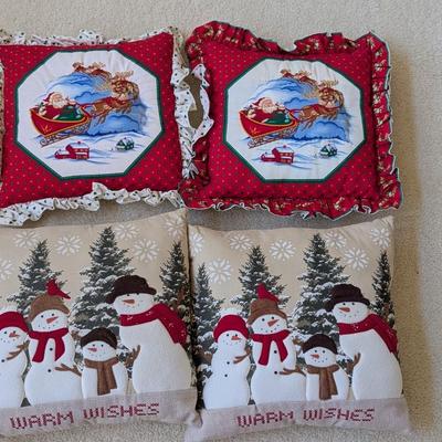 Holiday Snowmen & Santa Throw Pillows (FD)