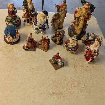 Holiday Christmas Decorations Music Box Trinket Boxes Resin/Ceramic Figures (G)