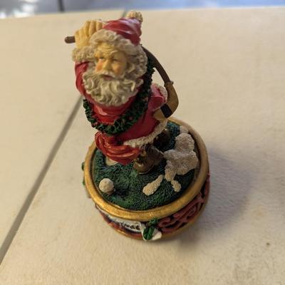 Holiday Christmas Decorations Music Box Trinket Boxes Resin/Ceramic Figures (G)