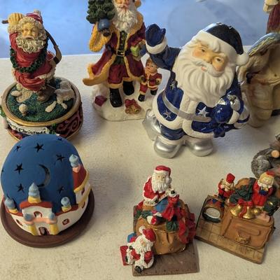 Holiday Christmas Decorations Music Box Trinket Boxes Resin/Ceramic Figures (G)