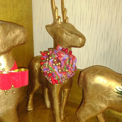 Set of Three Paper Mache Deer- Approx 16" Tall