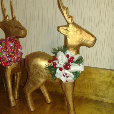 Set of Three Paper Mache Deer- Approx 16" Tall