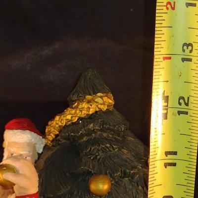 Santa with Elves and Tree Figurine - Approx 12 3/4" Tall