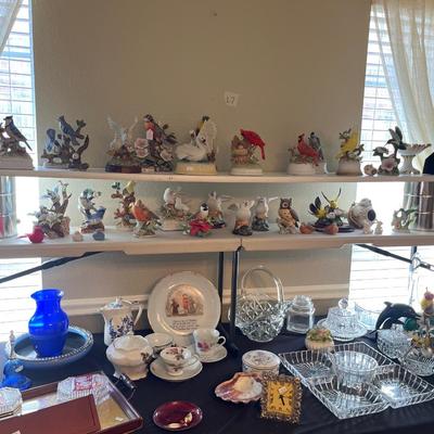 Bird Figurines, Crystal trinket Boxes, Glass