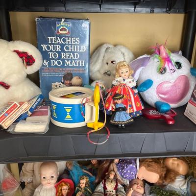 Train parts, dolls, puzzles and clothes for dolls