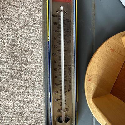 CANDY THERMOMETER, PLASTIC CONTAINERS, ROLLING PIN AND MORE