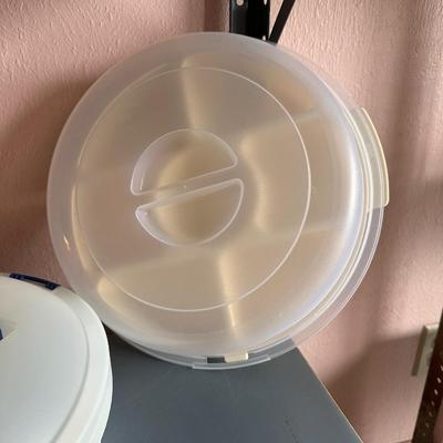 CANDY THERMOMETER, PLASTIC CONTAINERS, ROLLING PIN AND MORE