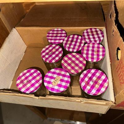 CANNING JARS AND A BOX OF KERR MASON CAPS