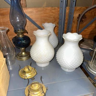 VINTAGE LAMPS AND LAMP CHIMNEYS