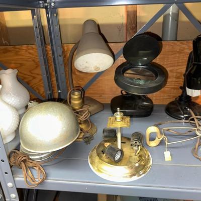 VINTAGE LAMPS AND LAMP CHIMNEYS