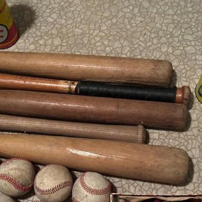 VINTAGE BASEBALL BATS, BASEBALLS, RACQUETS AND MORE