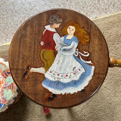 VINTAGE MILKING STOOL AND DRUM