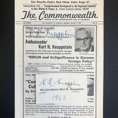 Ambassador Karl H. Knappstein Signed The Commonwealth Journal