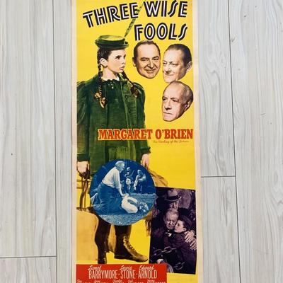 Three Wise Fools original 1946 vintage insert movie poster