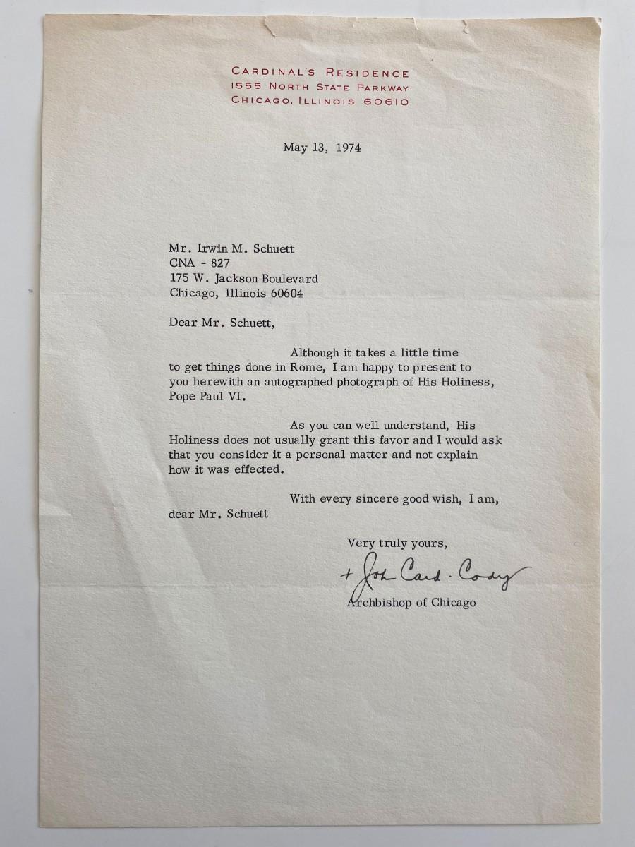John Cardinal Cody signed letter | EstateSales.org