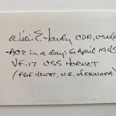 WWII Flying Ace Willis Hardy Signed Card