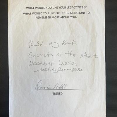 Dennis Biddle Signed Note